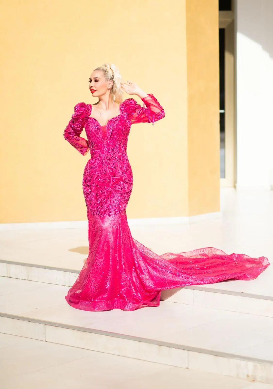 Aurora — Rochie satin lungă - Rochie elegantă Mady Boutique Timișoara